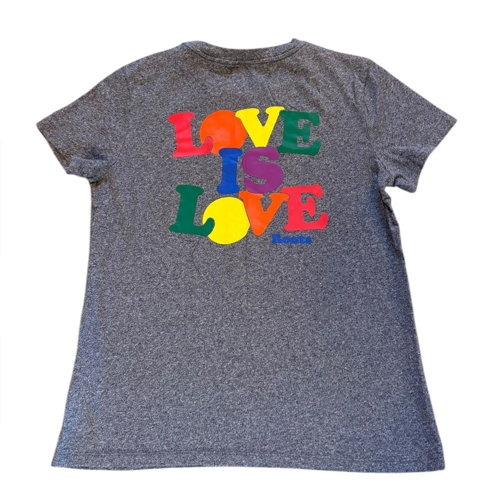 Roots Heathered Gray Love is Love Rainbow Pride Graphic Womens Size Medium
